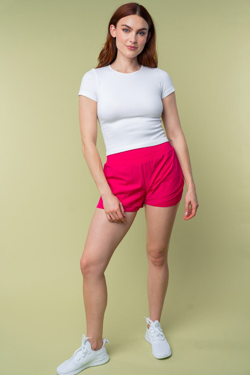 White Birch Full Size High Waisted Knit Shorts Trendsi