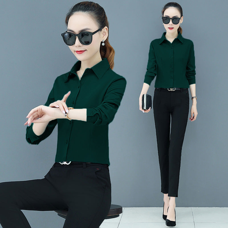 Women's Long Sleeve Slim Fit Slimming Business Shirt ARZ