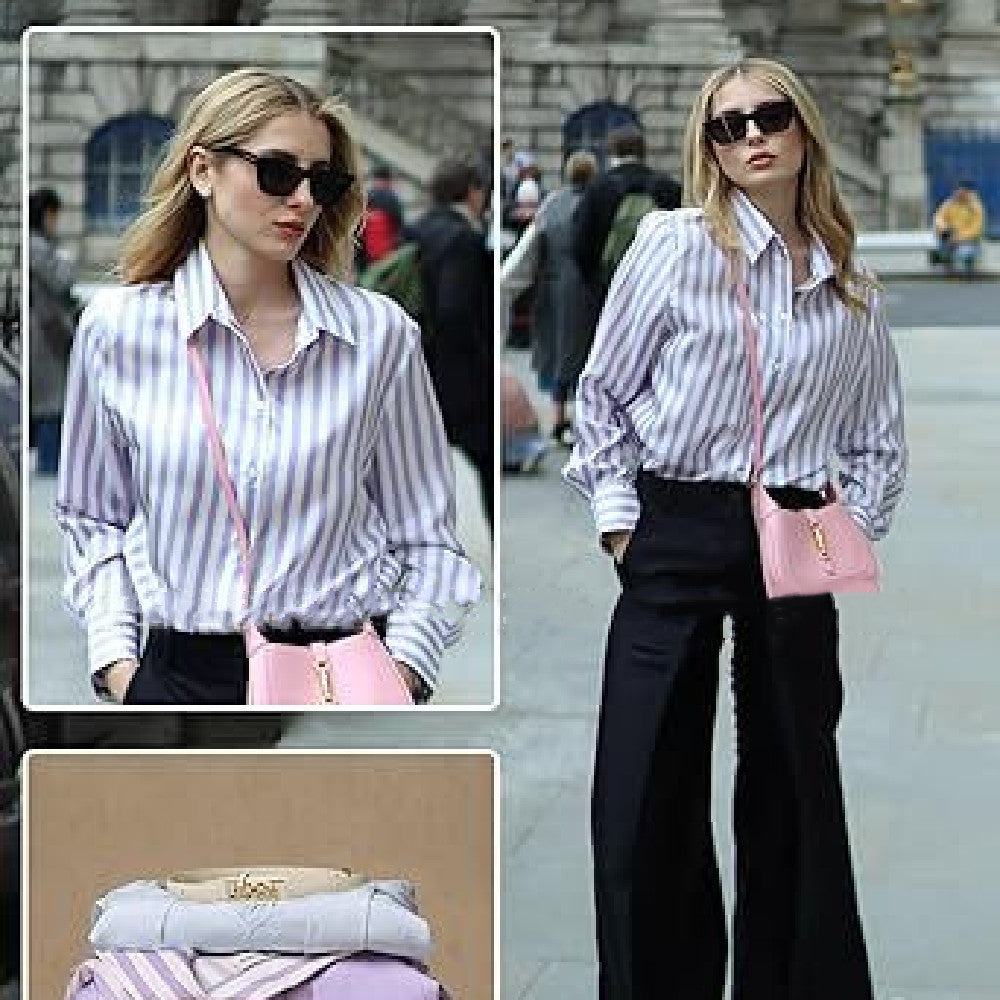 Fashionable Simple Striped Shirt Top For Women ARZ