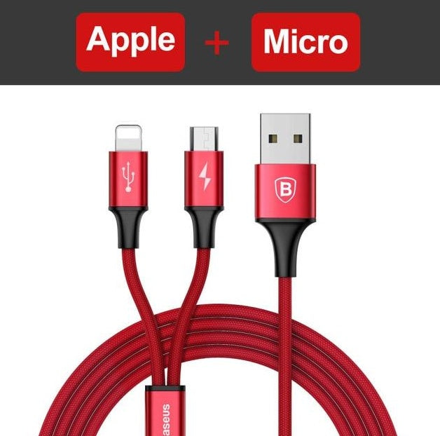 Compatible with Apple, Baseus USB Cable For iPhone X 8 7 6 Charging Charger 3 in 1 Micro USB Cable For Android USB Type c Type-c Mobile Phone Cables ARZ