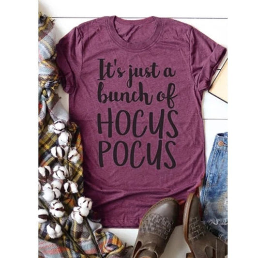 Women t-shirt letter printing graphic tees shirt it's just a bunch of hocus pocus womens cute summer female tee tshirts ARZ