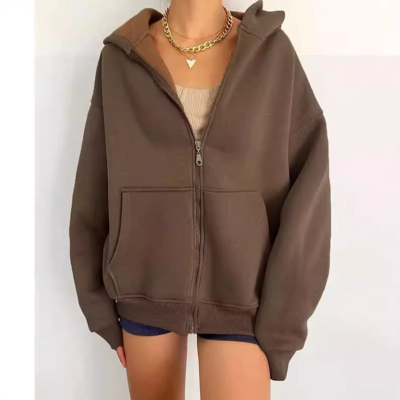 Women's Zipper Hooded Cardigan Coat ARZ