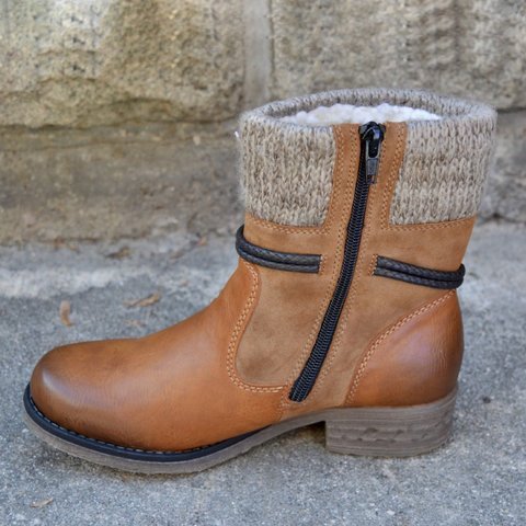 Side zip block heel warm Martin boots ARZ