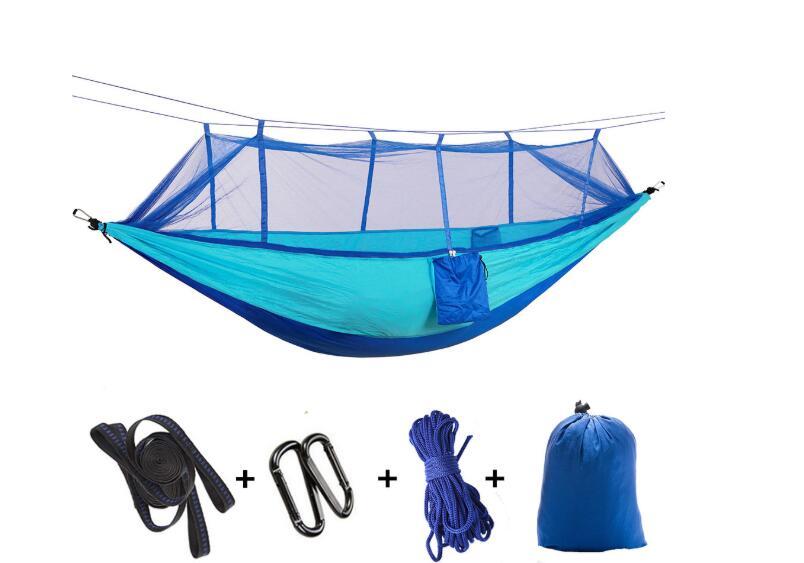 Outdoor Parachute Cloth Hammock Couble with Mosquito Net Light Portable Army Green Insect-proof Camping Aerial Tent ARZ