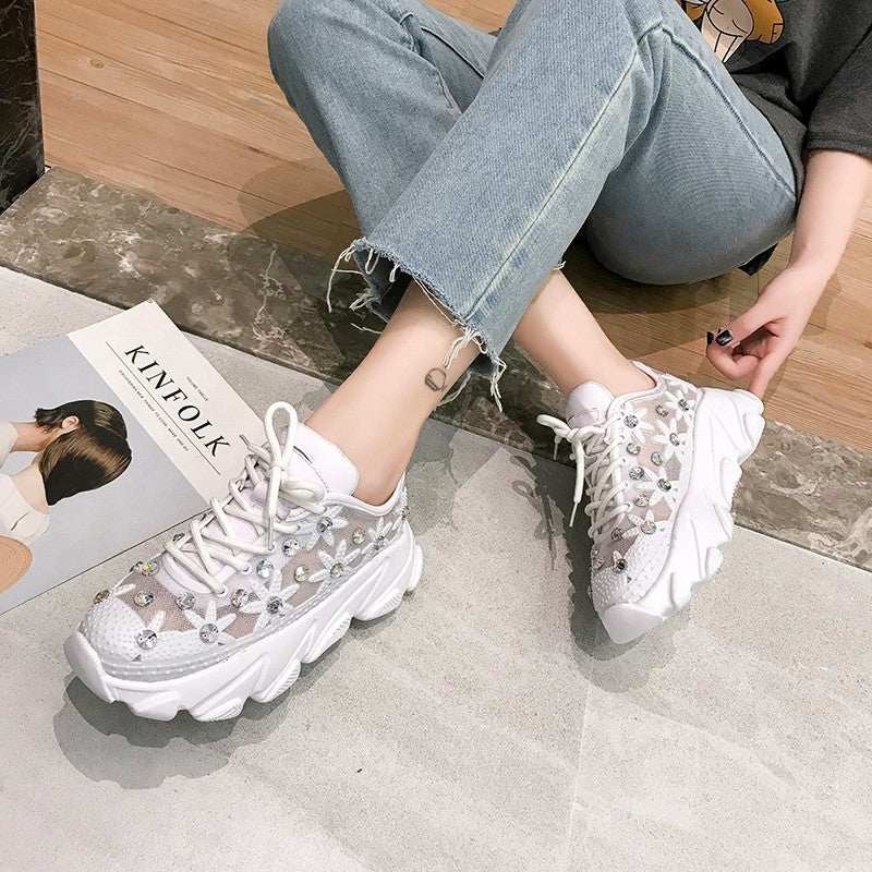 Spring and summer new women's shoes Korean mesh breathable thick-soled sports and leisure single shoes women ARZ