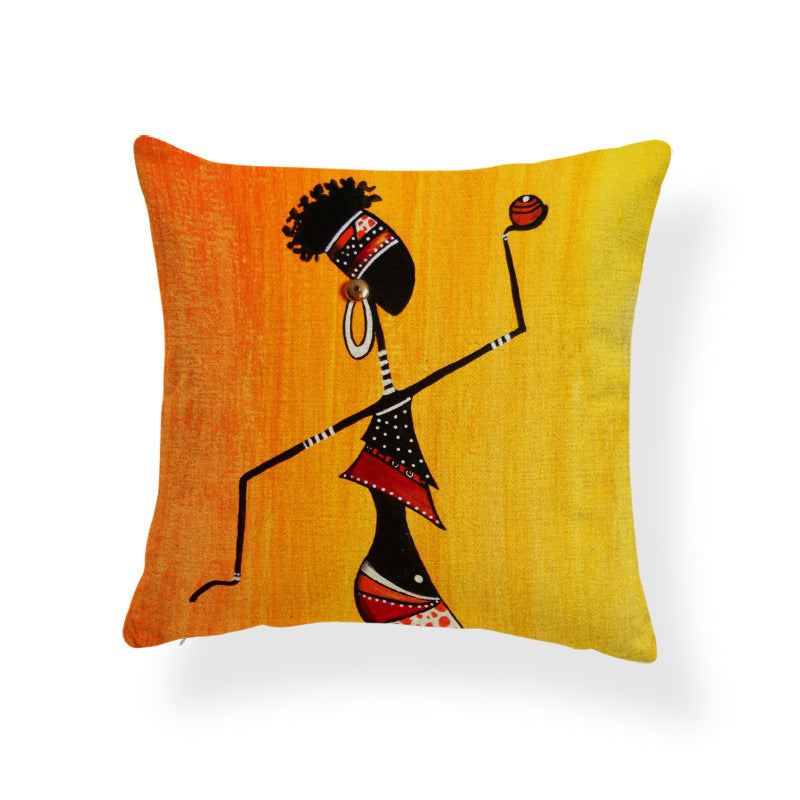 Personality African Women Cotton And Linen Pillowcase ARZ