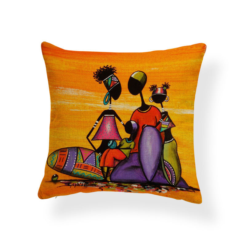 Personality African Women Cotton And Linen Pillowcase ARZ