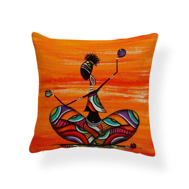 Personality African Women Cotton And Linen Pillowcase ARZ