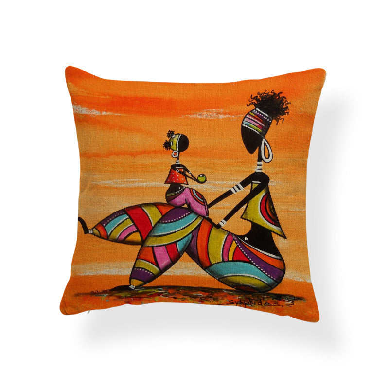 Personality African Women Cotton And Linen Pillowcase ARZ