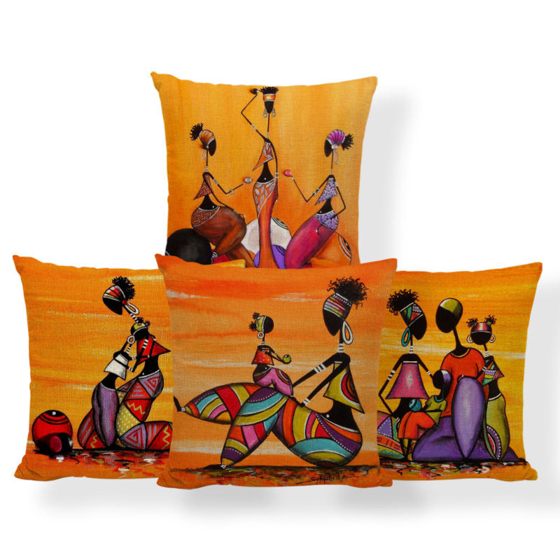 Personality African Women Cotton And Linen Pillowcase ARZ