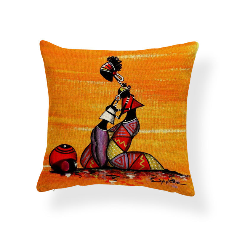 Personality African Women Cotton And Linen Pillowcase ARZ