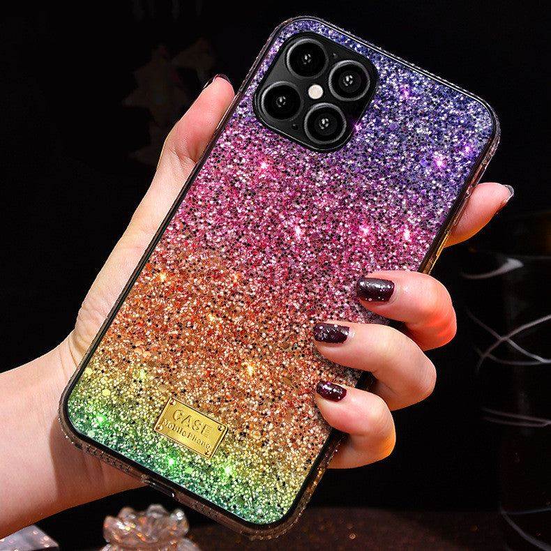 New Phone Case Suitable For Rainbow Pasted Leather Diamond Mobile Phone Case ARZ