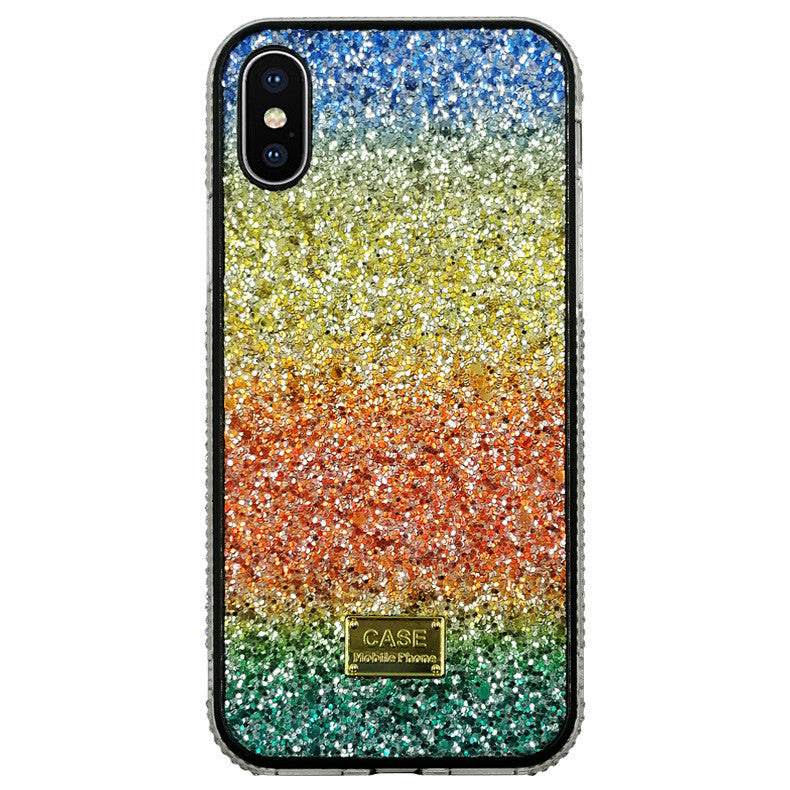 New Phone Case Suitable For Rainbow Pasted Leather Diamond Mobile Phone Case ARZ