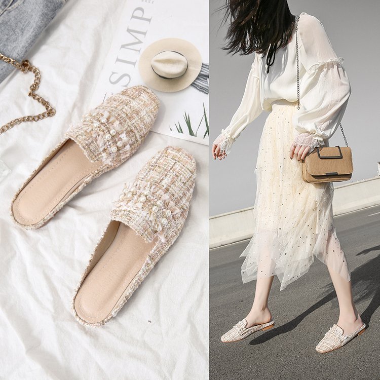 Female Summer Half Slippers Flat Toe Cap ARZ