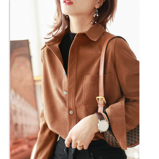 Stathickened Outer Long-Sleeved Shirt Women's Autumn And Winter Cking Shirts ARZ