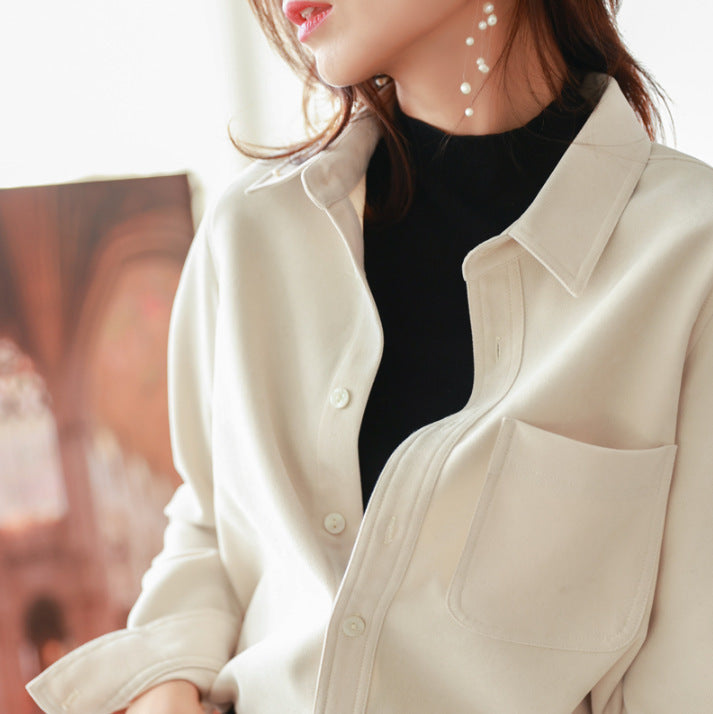 Stathickened Outer Long-Sleeved Shirt Women's Autumn And Winter Cking Shirts ARZ