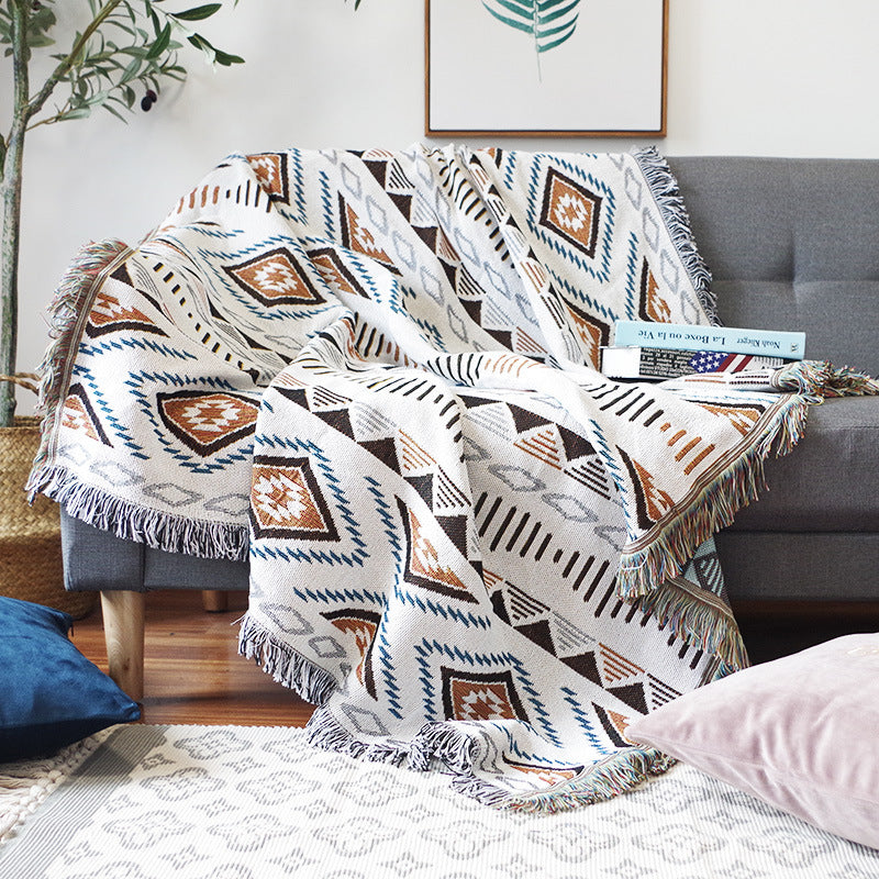 Bohemian Knitted Throw Thread Blanket on the Bed Sofa Plaid ARZ