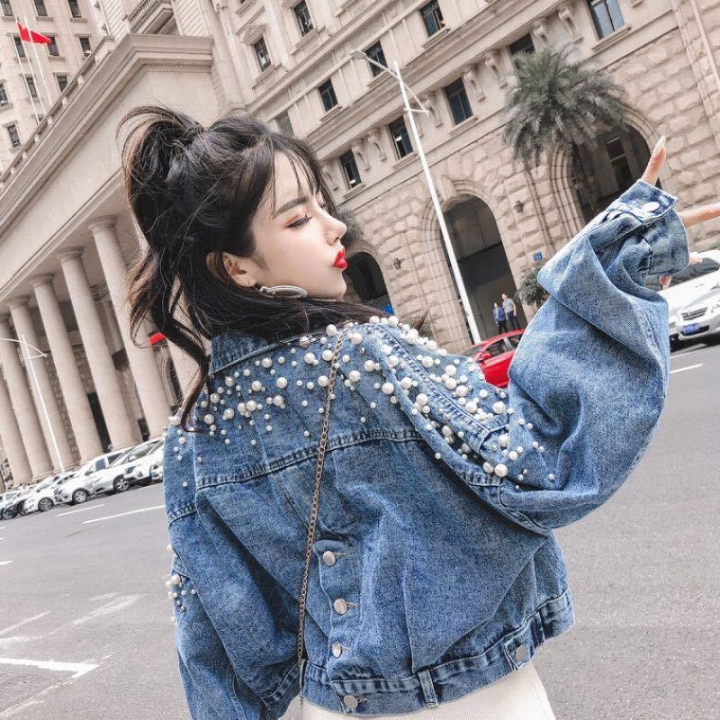 Spring, Autumn And Winter New Style Denim Jacket For Female Students, Korean Style Loose Short Short And Small Beaded Top. ARZ