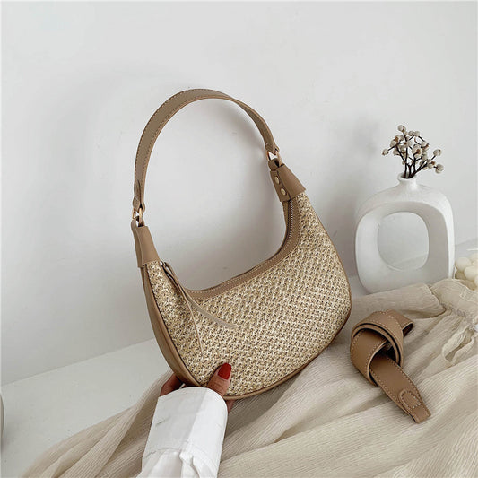 Straw Pillow Bag Summer Beach One-Shoulder Portable Holiday Woven Bag ARZ