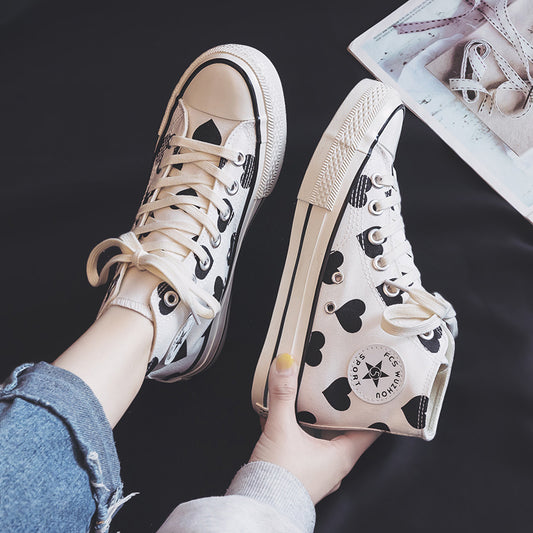 Fashion Brand New High-top Canvas Shoes Women's White Shoes ARZ