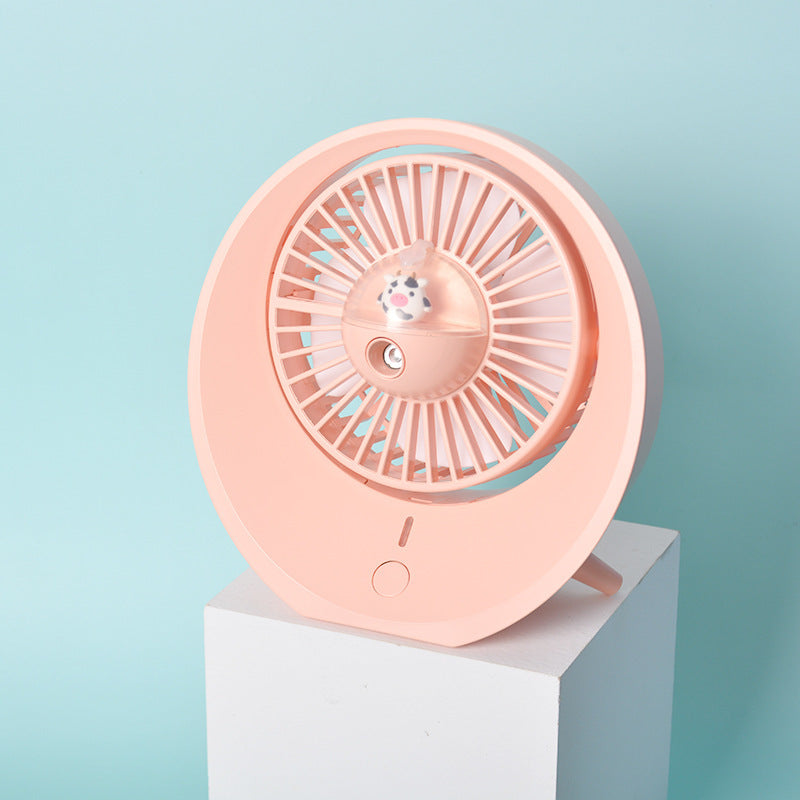 Cartoon Water Mist Fan Spray Mini Fan Spray Humidification Adjustable Angle USB Charging Desktop Fan ARZ