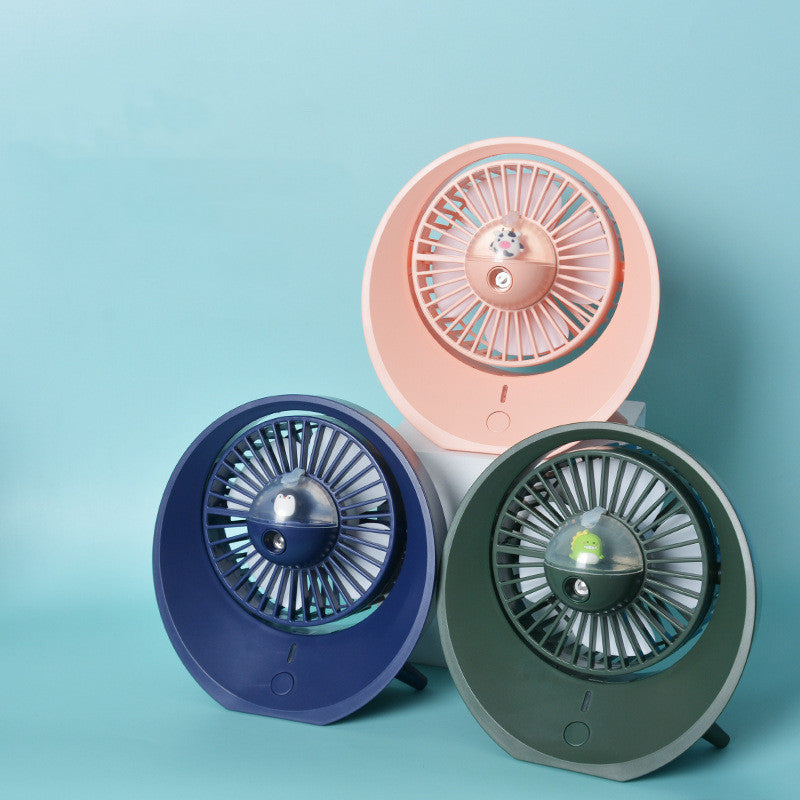 Cartoon Water Mist Fan Spray Mini Fan Spray Humidification Adjustable Angle USB Charging Desktop Fan ARZ