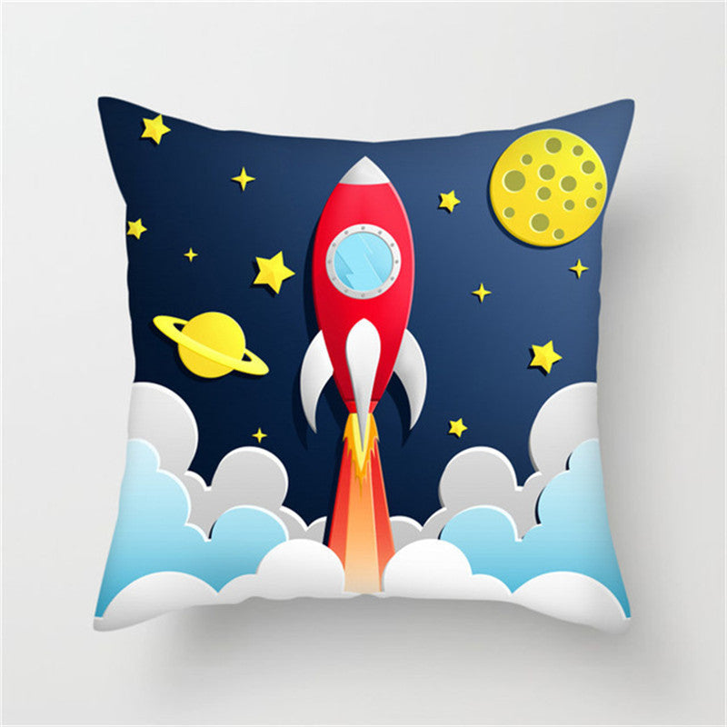 Spaceship Cartoon Cushion Cover Astronaut Rocket Pillow Case Household Pillow Case ARZ