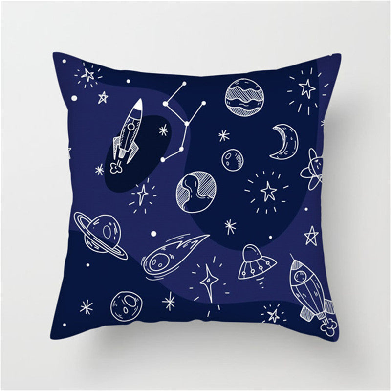 Spaceship Cartoon Cushion Cover Astronaut Rocket Pillow Case Household Pillow Case ARZ