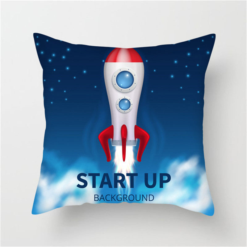 Spaceship Cartoon Cushion Cover Astronaut Rocket Pillow Case Household Pillow Case ARZ