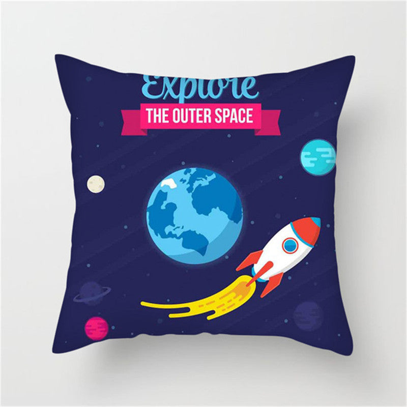 Spaceship Cartoon Cushion Cover Astronaut Rocket Pillow Case Household Pillow Case ARZ