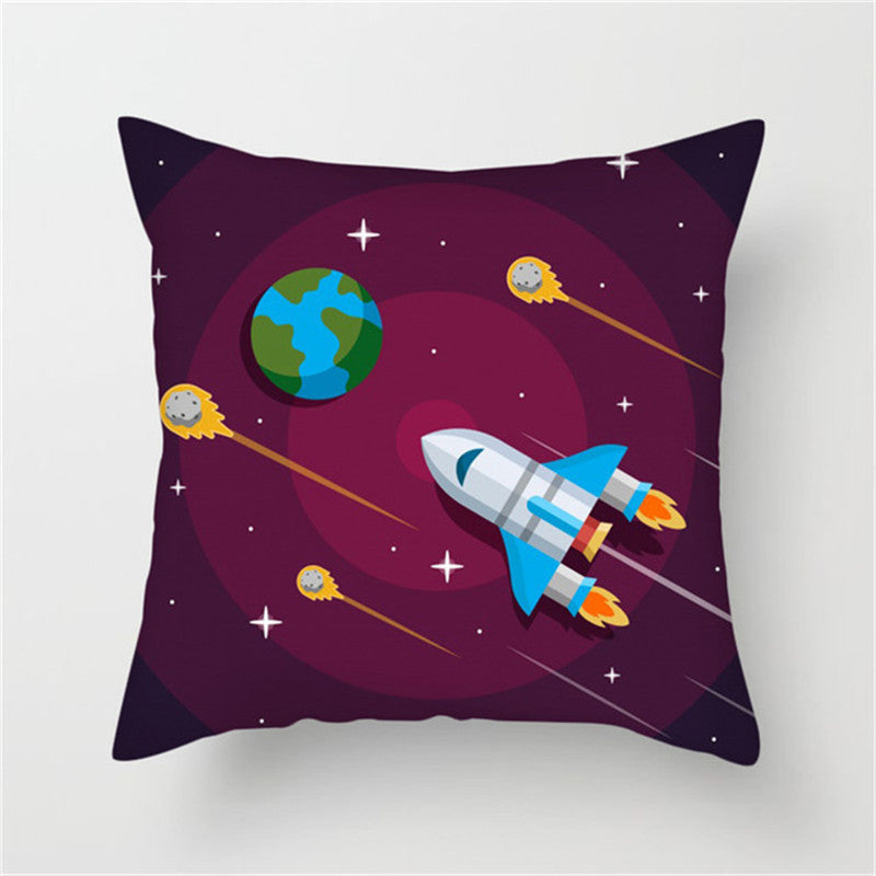 Spaceship Cartoon Cushion Cover Astronaut Rocket Pillow Case Household Pillow Case ARZ