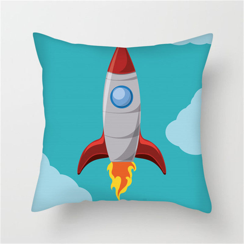 Spaceship Cartoon Cushion Cover Astronaut Rocket Pillow Case Household Pillow Case ARZ