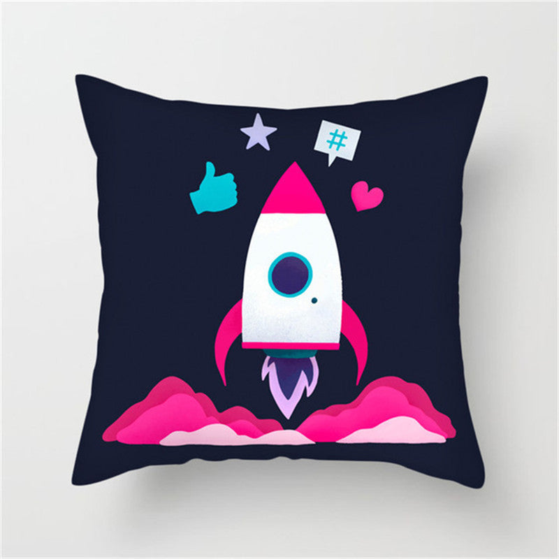 Spaceship Cartoon Cushion Cover Astronaut Rocket Pillow Case Household Pillow Case ARZ