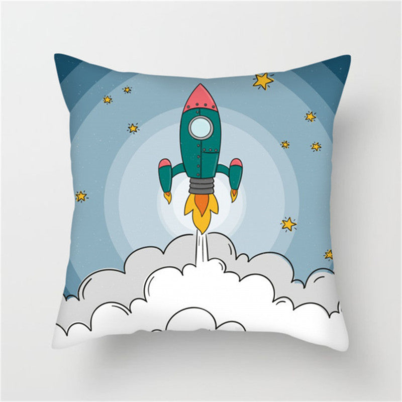 Spaceship Cartoon Cushion Cover Astronaut Rocket Pillow Case Household Pillow Case ARZ