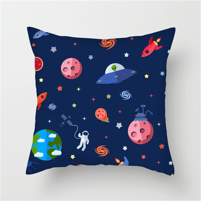 Spaceship Cartoon Cushion Cover Astronaut Rocket Pillow Case Household Pillow Case ARZ