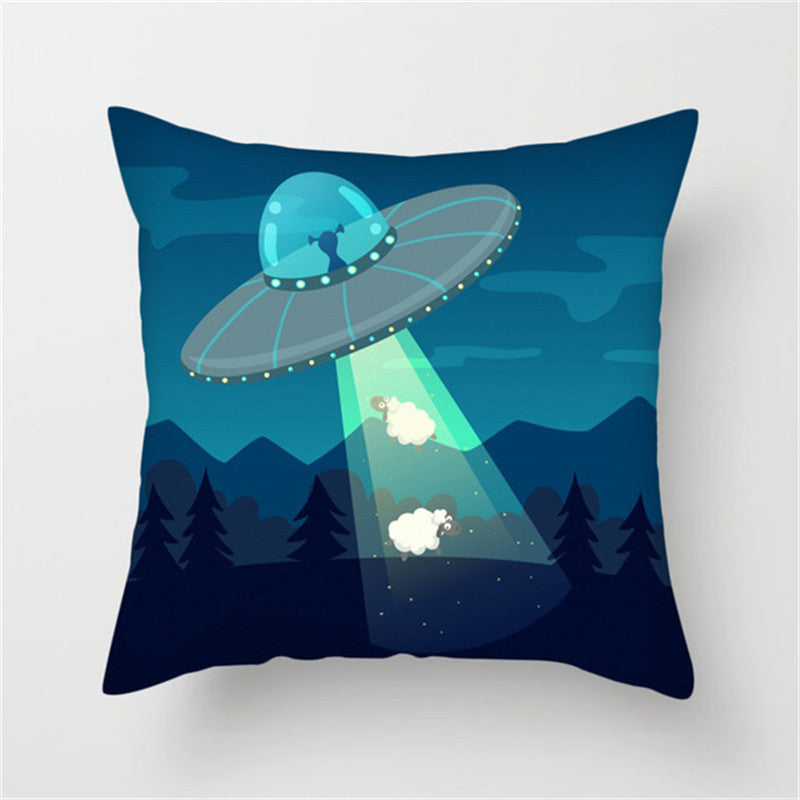 Spaceship Cartoon Cushion Cover Astronaut Rocket Pillow Case Household Pillow Case ARZ