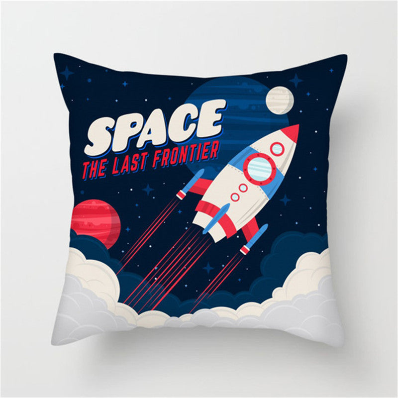 Spaceship Cartoon Cushion Cover Astronaut Rocket Pillow Case Household Pillow Case ARZ