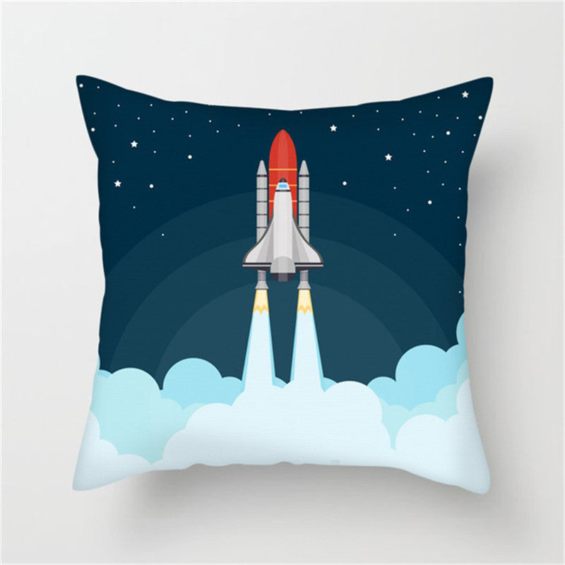 Spaceship Cartoon Cushion Cover Astronaut Rocket Pillow Case Household Pillow Case ARZ