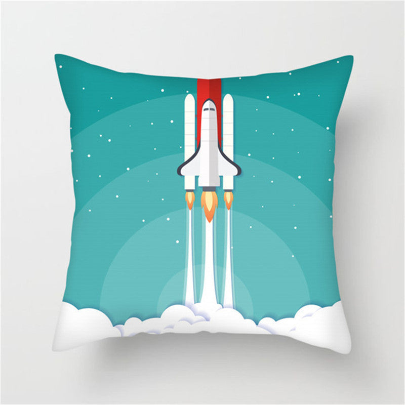 Spaceship Cartoon Cushion Cover Astronaut Rocket Pillow Case Household Pillow Case ARZ