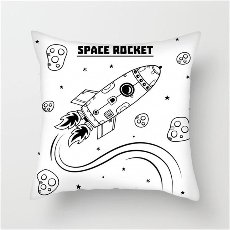 Spaceship Cartoon Cushion Cover Astronaut Rocket Pillow Case Household Pillow Case ARZ