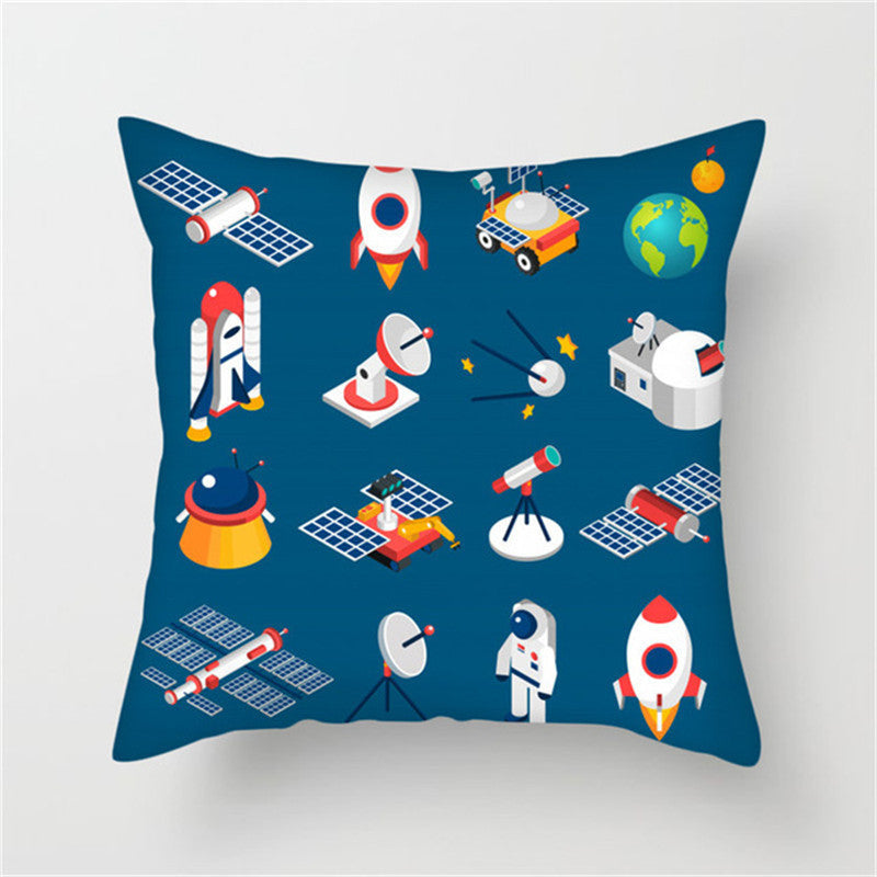 Spaceship Cartoon Cushion Cover Astronaut Rocket Pillow Case Household Pillow Case ARZ