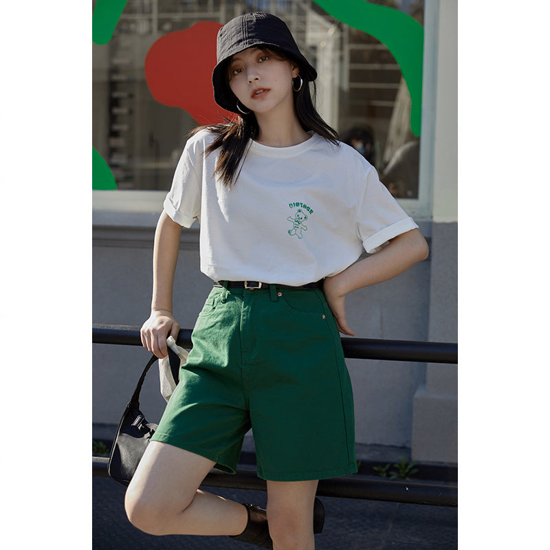 New Summer Small Tall Waist Slim Straight Five-Point Shorts Women ARZ