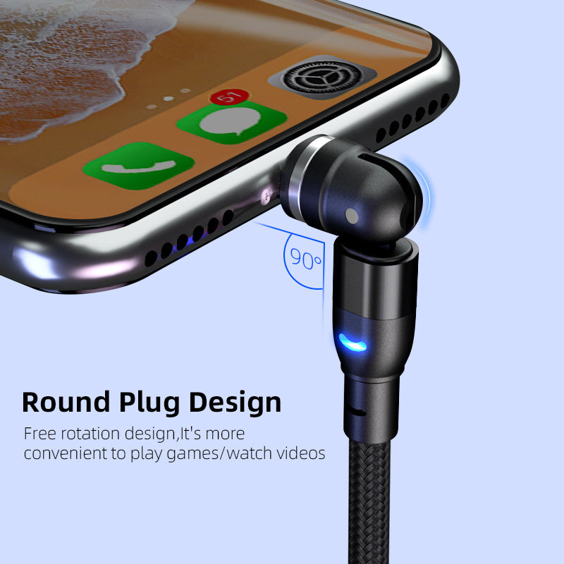 Data Cable 540 Degree Blind Suction Round Magnetic Charging Cable Three-in-one Bent Magnetic Cable ARZ