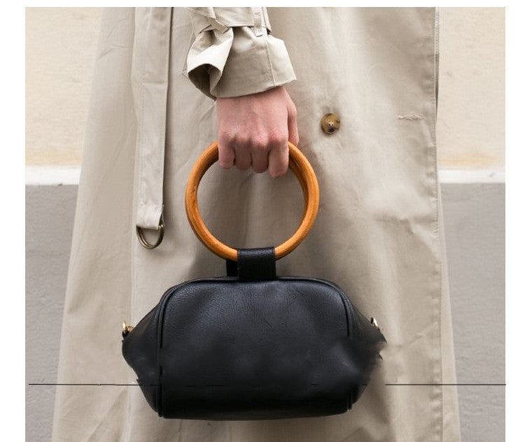 New Fashionable Wooden Ring Hand-Held Make-Up Retro Women'S Bag ARZ