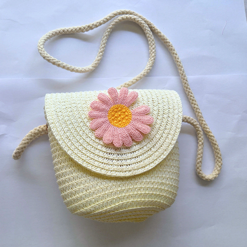 Newest Summer Children Girls Shoulder Bag Daisy Flower Straw Bag ARZ