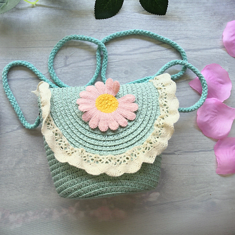 Newest Summer Children Girls Shoulder Bag Daisy Flower Straw Bag ARZ