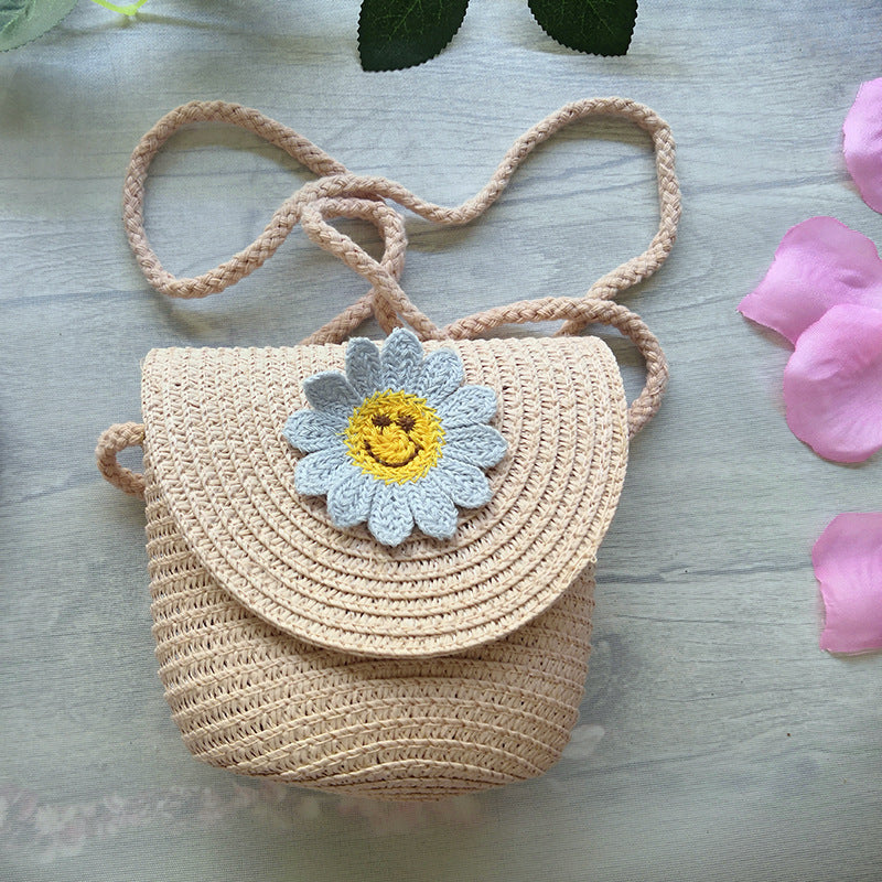 Newest Summer Children Girls Shoulder Bag Daisy Flower Straw Bag ARZ