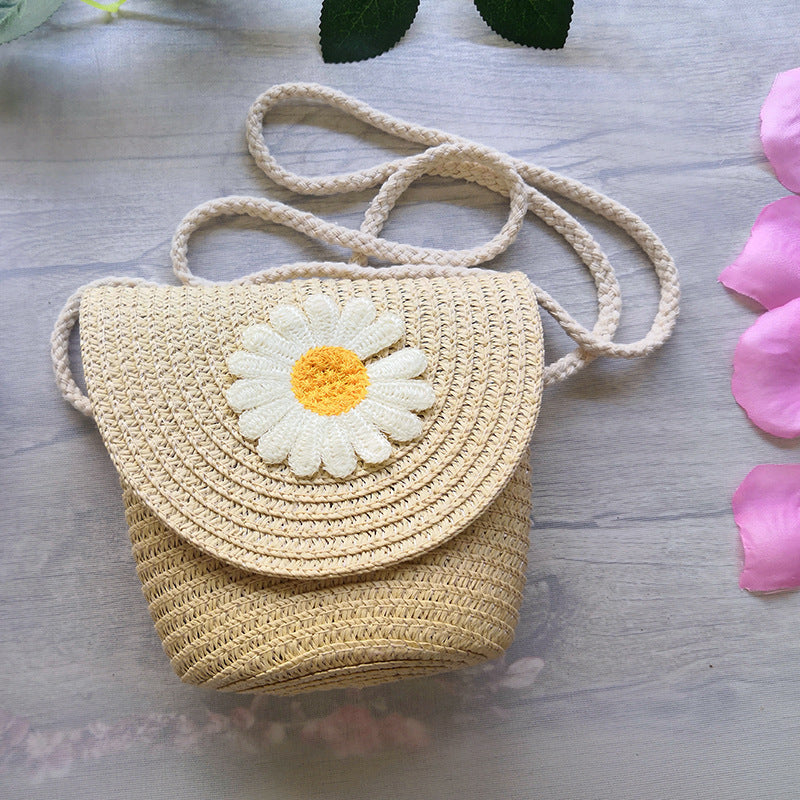 Newest Summer Children Girls Shoulder Bag Daisy Flower Straw Bag ARZ