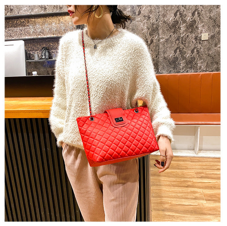 Lingge Large-Capacity Bag Women'S Bag New Trendy Fashion All-Match Chain Shoulder Messenger Bag Net Red Tote Bag ARZ