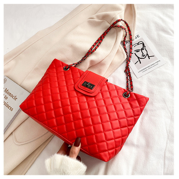 Lingge Large-Capacity Bag Women'S Bag New Trendy Fashion All-Match Chain Shoulder Messenger Bag Net Red Tote Bag ARZ